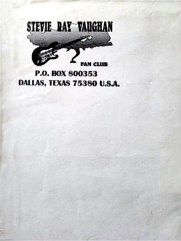 Stevie Ray Vaughan Fan Club Newsletter